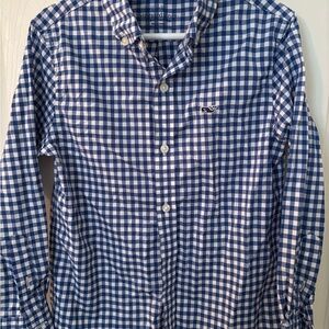 Vineyard Vines Blue and White Performance Gingham Button Down Shirt
